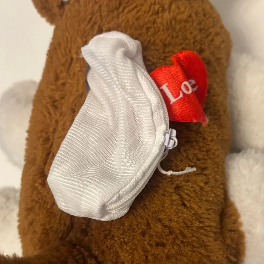 Bear Factory Love-Themed Plush Dog Toy Pair - Brown and Gray